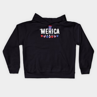 Merica Hearts Bunting Patriotic 4th of july Kids Hoodie